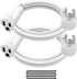 2 Pack Power Extension Cord 2FT/24Inch, Short 3 Prong Electric Extension Cable Outlet Saver, Single Outlet, Heavy Duty, Waterproof, Flexible, 16 A...