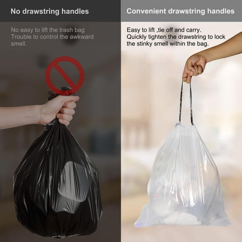 Small Trash Bag, 1.2 Gallon Trash Bags With Drawstring Trash can Liners for Bedroom Home Kitchen 75 Counts, Black...