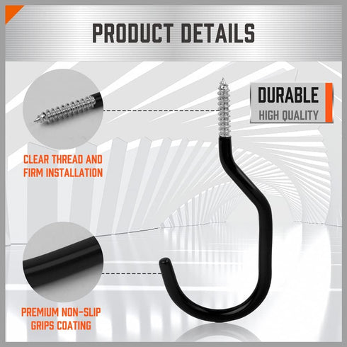 HORUSDY 6 Pack Heavy Duty Bike Hook, 6 inches, Capacity 100LBS, Bike Hooks for Garage Wall and Bike Hooks for Garage Ceiling...
