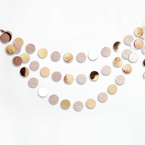 Decor365 Champagne Gold Birthday Decorations Glitter Gold Party Garland Decorations Circle Streamers Banner Backdrop Christmas New Year Eve NYE An...