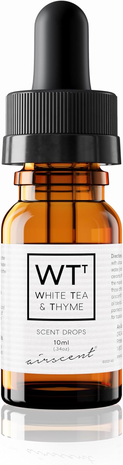 White Tea and Thyme Diffuser Oil - AirScent Aroma and Essential Oil Blend - 10 mL, 34 Fl oz Fragrance Oil Dropper Bottle Infused with Essential Oi...