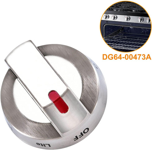 DG64-00473A Burner Dial Knob (Upgrade&Durable) with Metal Ring for Samsung Range Oven Replaces DG64-00347A,AP5917439, PS9606608