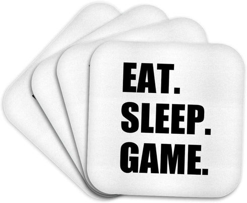 3dRose cst_180406_1 Eat Sleep Game-Fun Gifts for Gamers-Black Text-Video Pro-Gamer-Soft Coasters, Set of 4...