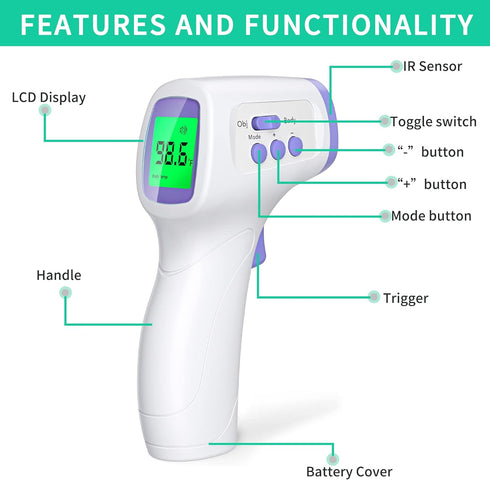 Thermometer for Adults and Kids Forehead Thermometer for Kids Digital Touchless Thermometer Infrared Forehead Thermometer with 3 in 1 LCD Display ...