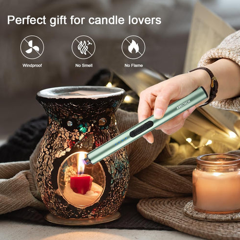 ARECTECH Electric Candle Rechargeable Lighter Arc Plasma Lighters for Candle Kitchen Camping Christmas Type-C Green...