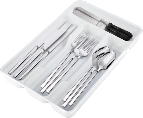 Silverware Organizer And Storage 4 Grids Utensil Cutlery Deep Drawer Knife Forks And Spoons Office Kitchen accessories Desk Vanity Makeup Drawer O...