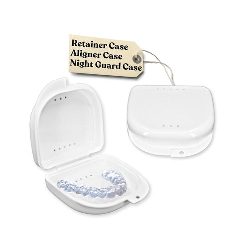 Retainer Case with Vent Holes - Orthodontic container for holding retainers, aligner, night-guard/mouth-guard. Small and Durable retainer case (2 ...