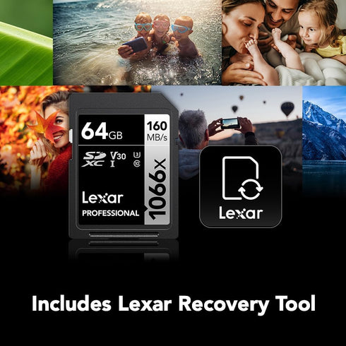 Lexar 64GB Professional 1066x SDXC Memory Card, UHS-I, C10, U3, V30, Full-HD & 4K Video, Up To 160MB/s Read, for DSLR and Mirrorless Cameras (LSD1...