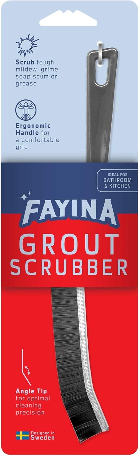 Grout Cleaner Scrub Brush Deep Tile Joints - Stiff Angled Bristles for Showers, Bathtubs, Kitchens - Multi-Surface All-Around Household Cleaning T...