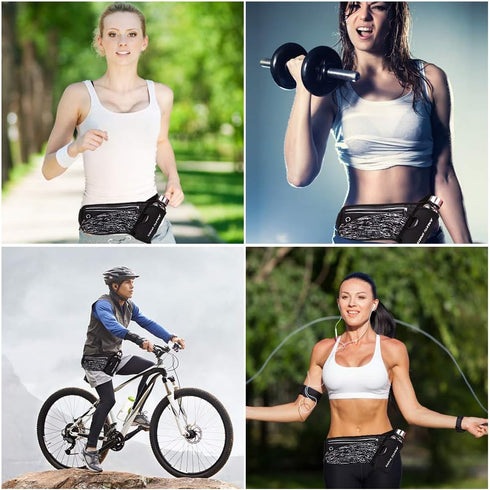 Running Belt with Water Bottle Holder Hydration Waist Pack for Men Women Reflective Fanny Pack Waterproof Ultra Light Running Belt for 7’’ Phones ...