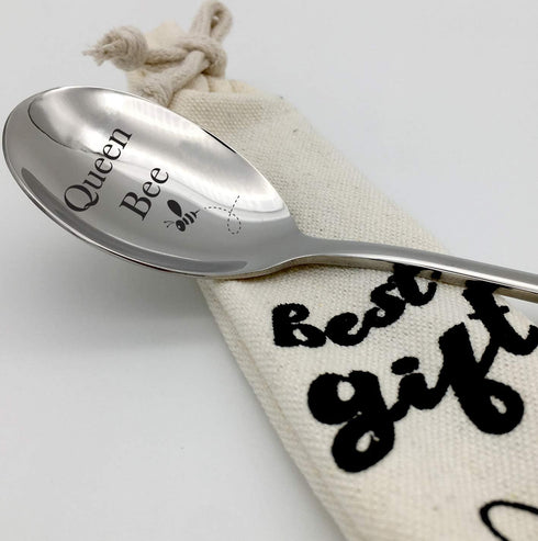 family Kitchen Queen Bee Gourmet coffee spoon,Stainless Steel Espresso Engraved Spoon,Engraved Unique Originality For Friend Girlfriend Boyfriend ...
