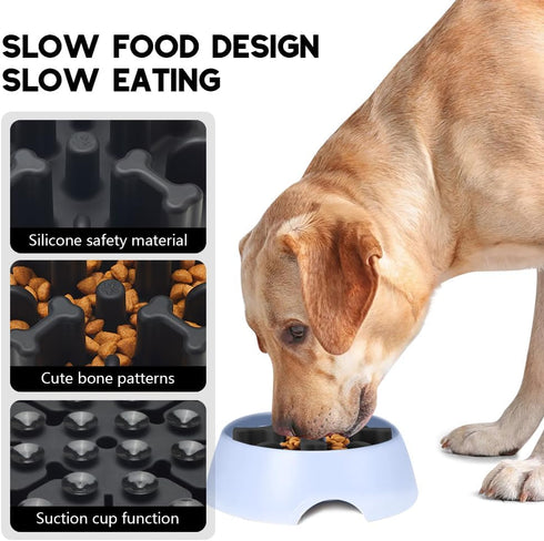 Slow Feeder Dog Bowls Insert, Animire Soft Silicone Anti-Choking Puzzle Slow Feeder, Anti-Slip Slow Down Eating Feeder Insert, Compatible with Reg...