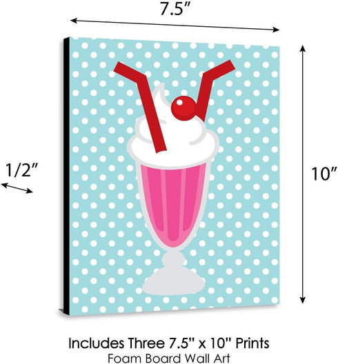 Big Dot of Happiness 50's Sock Hop - 1950s Wall Art, Room Decor and Rock N Roll Themed Room Home Decorations - Gift Ideas - 7.5 x 10 inches - Set ...