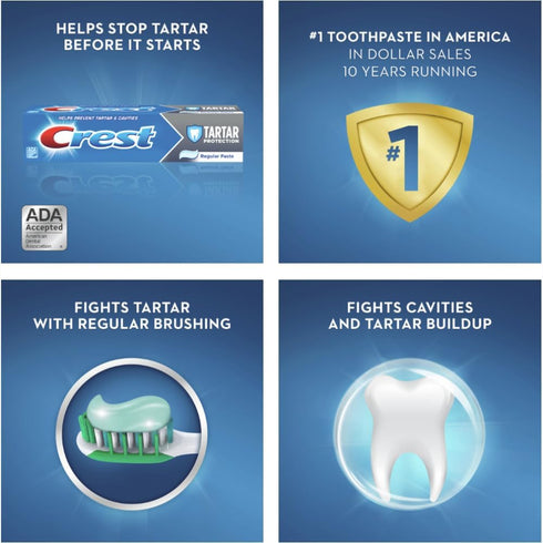 Cute things and CC Mouth care bundle: includes Crest Tartar Protection & Anticavity Toothpaste with Fluoride, Regular Paste, 2.4oz (2-Pack) with 2...