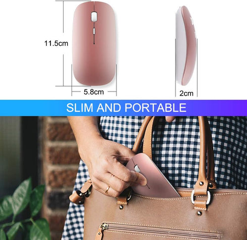 ShuGuoTu Wireless Mouse, 2.4G Slim Mute Silent Click Noiseless Optical Mouse with USB Receiver and Type C Adapter Compatible with Notebook, PC, La...
