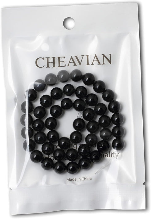 45PCS 8mm Black Smooth Polish Onyx Agate Gemstone Round Loose Beads for Jewelry Making 1 Strand 15"...
