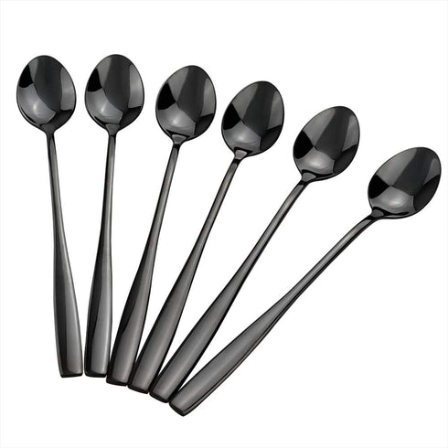 Black Stainless Steel Iced Tea Spoon, Long Handle Stirring Spoon, Set of 8...