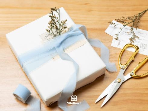 Vitalizart Light Blue Chiffon Silk Ribbon 1" x 21Yd Fringe Fabric Eco-Friendly Package (3 Rolls *7Yd) for Wedding Invitations, Bridal Bouquets, De...