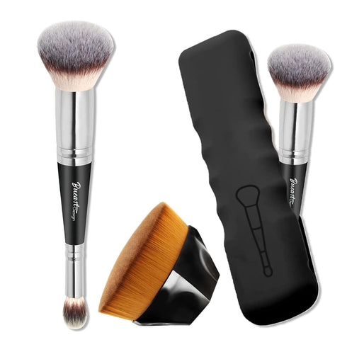 Duo Foundation & Concealer Makeup Brush Plus Large Flat Top Kabuki Foundation Brush Value Pack Ideal for Makeup Contour Blush,Liquid, Cream,Buffin...