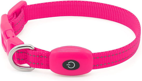 BSEEN Light Up Dog Collars - Rechargeable Glowing LED Dog Collar for Small Dogs & Cats (Pink)...