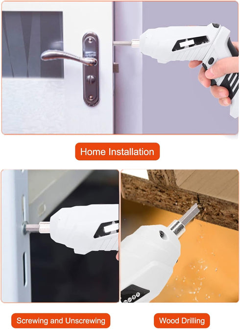 Electric Screwdriver, Cordless Screwdriver Set with 2Pcs Bits, Handheld Power Screwdriver for Drilling Repair, USB Rechargeable Drill Kit, Magneti...