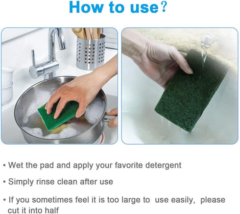 8PCS Scouring Pad - Premium Heavy Duty Scrub Pads, Reusable Household Green Dish Scrubber, Multipurpose Scour pad - for Kitchen Scrubber & Metal G...