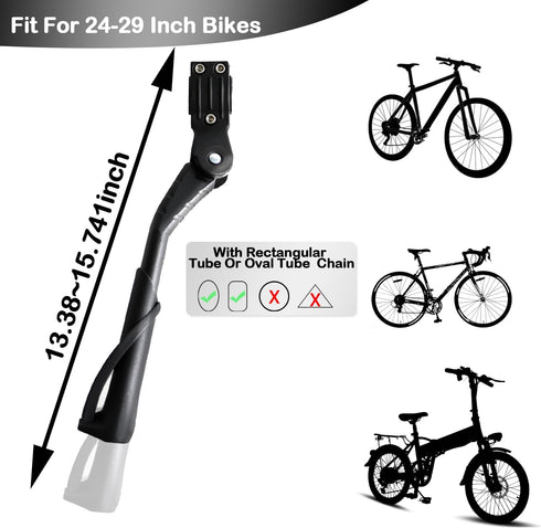 Bike Kickstand Adjustable Non-Slip rear side bicycle kick stand Aluminum Alloy Universal Stand Bicycle Accessories for 24" to 29" Bike Stand Black...