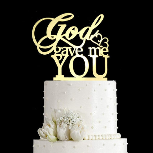 God Gave Me You Wedding Cake Topper for Wedding/Engagement/Marriage Party Decorations (Mirror Gold Acrylic)...