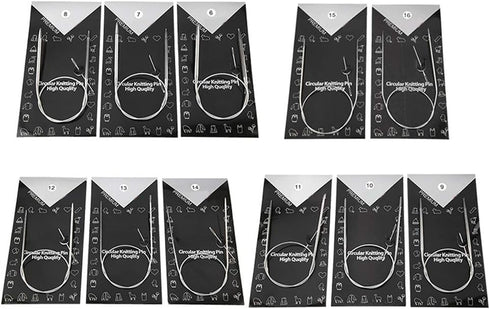 Circular Knitting Needle, 11pcs 43/65/80cm Stainless Steel Multi-size Circular Knitting Needle Weave Kit Handcraft Sweater Weave Needle Crochet Ho...