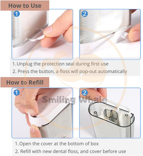 Professional Dental Flossers by The Smiling Whale, Extra Strong Flosser Pick, Dental Floss (Floss Picks in Automatically Pop Out Storage Box)...