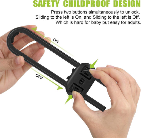 10-Pack Safety Cabinet Locks for babies, Child safety cabinet locks, baby Proof Cabinet latches, Adjustable U-Shaped Sliding Child locks for Close...