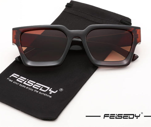 FEISEDY Retro 90s Square Sunglasses for Women Men Trendy Chunky Rectangle Sunglasses UV400 Protection B2385...