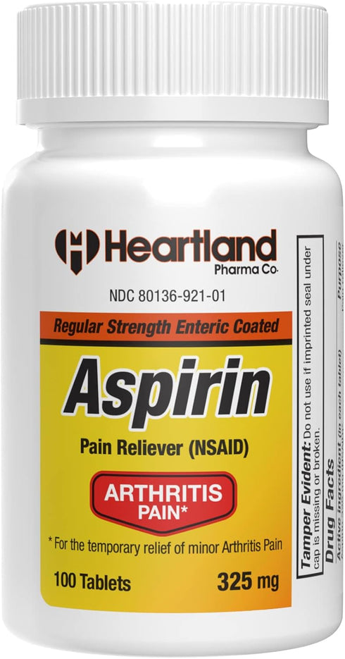 Arthritis Pain Relief - Aspirin 325mg EC - Enteric Coated - NSAID Pain Reliever - Made in USA - 100 Count...