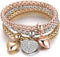 Crystal Charms Multilayer Bracelets - 3PCS Gold/Silver/Rose Gold Corn Chain Bracelet for Women, Tree of Life Heart Shaped Stretch Bracelet...