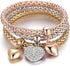 Crystal Charms Multilayer Bracelets - 3PCS Gold/Silver/Rose Gold Corn Chain Bracelet for Women, Tree of Life Heart Shaped Stretch Bracelet...