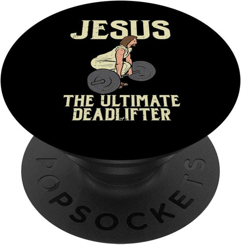 Jesus Deadlift Workout Gym Fitness Funny God Christian Gift PopSockets Swappable PopGrip...