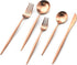 Copper Gold Flatware, Royal 5 Pieces Luxury Matte Finish 18/10 Stainless Steel Tableware Sets for 1 Including Forks Spoons Knives, Camping Silverw...
