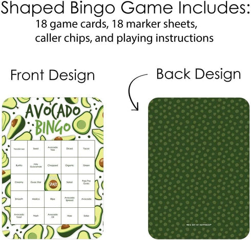 Big Dot of Happiness Hello Avocado - Bingo Cards and Markers - Fiesta Party Bingo Game - Set of 18...