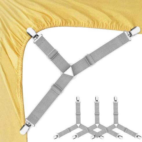 Foloda Bed Sheet Holders, 4 pcs Adjustable Fitted Sheet Straps for Bed Corner, bedsheet Holder Clips Fasteners Suspenders Locker Gripper Scrunchie...