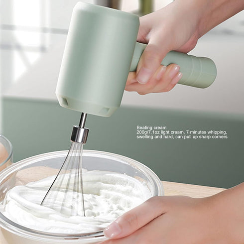 Electric Hand Mixer USB Rechargeable Portable Cordless Handheld Mixer for Baking Cake Egg Cream, Powerful (Light Cyan)...