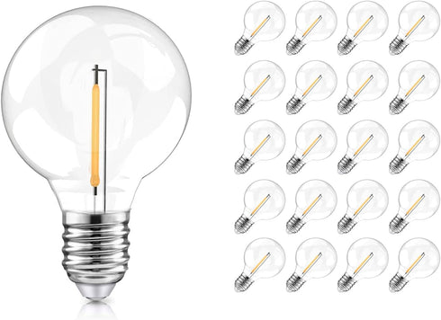 G40 Replacement Bulbs, 25 Pack Clear Globe G40 Led Bulbs for Outdoor String Lights, G40 Bulbs E12 Candelabra Base fit Patio Porch Party Cafe Bistr...