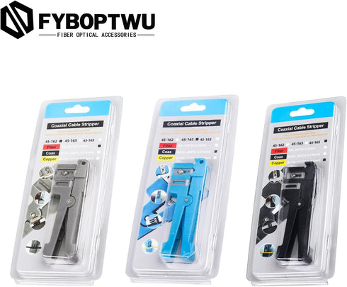 Coaxial Cable Stripping Cutter Tool Coaxial Cable Stripper Fiber Optic Jacket Stripper Cable Cutter Crimper, 3pcs...