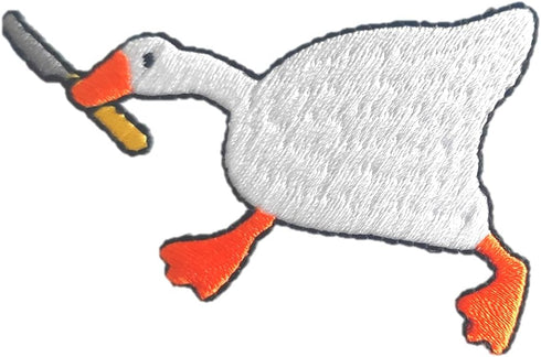 Goose with Knife, Peace was Never an Option, Funny Cute Duck Meme Patch - Iron On/Sew On - Cute Applique for Jackets, Jeans, Clothes, Backpacks, T...