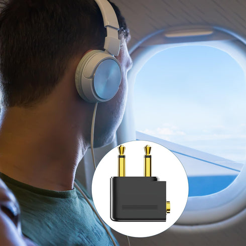 Airplane Headphone Adapter, Gold Plated Dual 3.5mm Male to 3.5mm Female Airplane Headphone Adapter for Audio Jack to Plug Air Plane Flight Connect...
