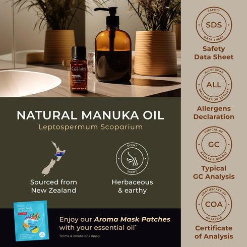 Gya Labs Manuka Essential Oil for Skin - 0.34 Fl Oz - 100% Pure Natural Manuka Oils for Skin, Nails, Candle Making & Aromatherapy - Herbaceous & E...