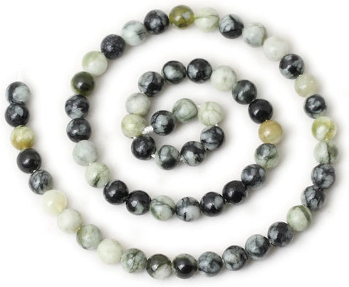 60PCS 6mm Natural Green Vine Jasper Round Loose Beads for Jewelry Making 1 Strand 15"...
