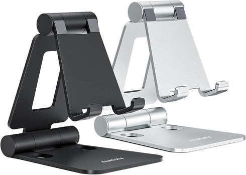 Nulaxy 2 Pack Dual Folding Cell Phone Stand, Fully Adjustable Foldable Desktop Phone Holder Cradle Dock Compatible with Phone 15 14 13 12 Pro Xs X...