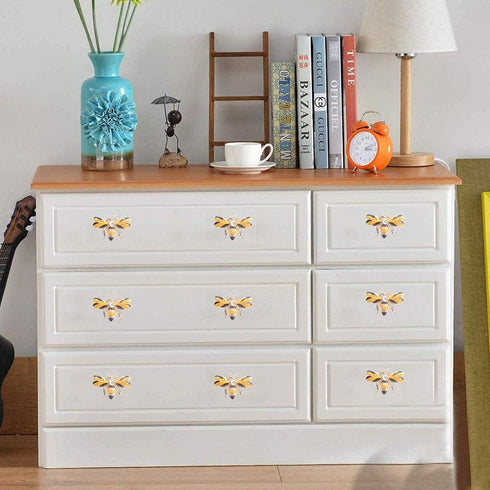 brandname SCRTB 4 Pcs Cute Bee Shaped Cabinet Knobs Cupboard Closet Drawer Wardrobe Door Dresser Insect Handle Home Yellow Decorative Hardware Fur...