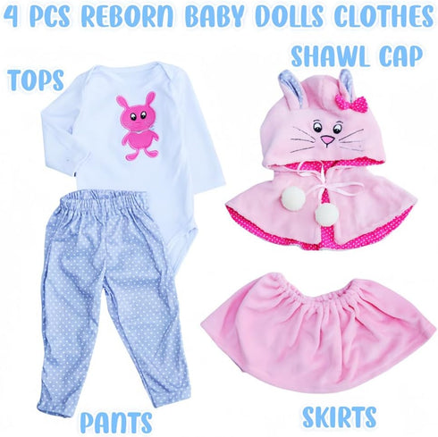 Reborn Baby Dolls Clothes Cute Rabbit Outfits Suitable for 19-24inch Newborn Reborn Baby Doll Girl Clothes Accessories 4 Pieces Set Baby Clothing ...
