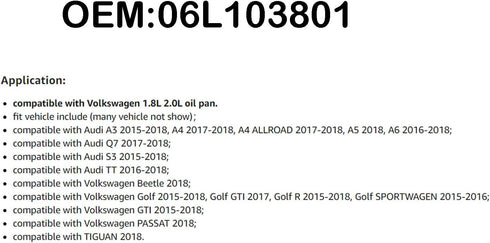 8PCS Car Engine Oil Drain Plug OEM#06L103801 Compatible with VW?Compatible with Audi, Perfect Replacement for Oil Drain Plug Car Accessories Sump ...